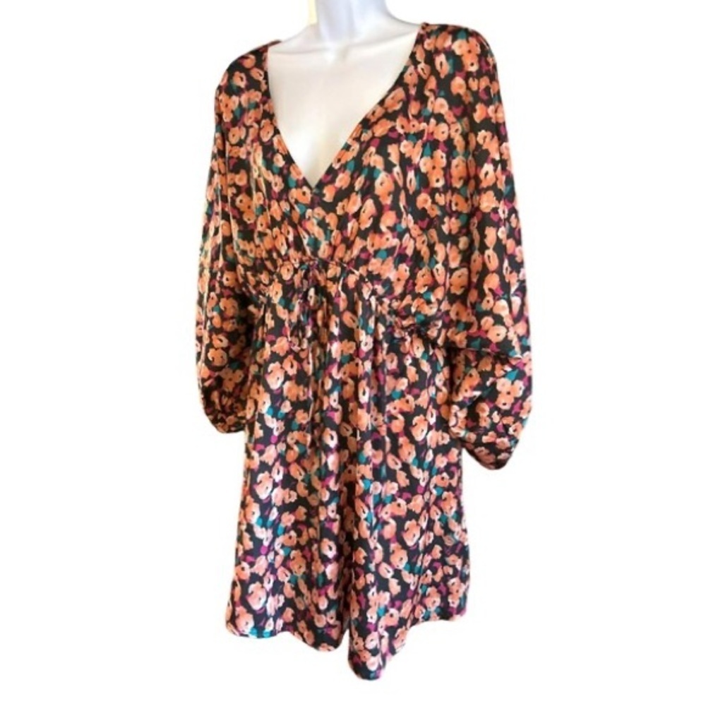 Flying Tomato Floral Puff Sleeve Mini Dress Boho Romantic Fall NWT